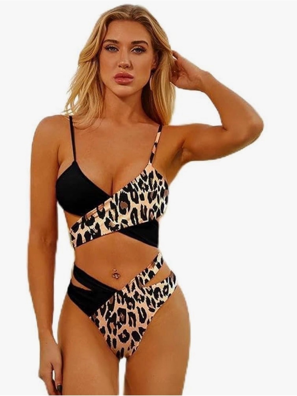 👙NWOT Leopard Print and Black Women's Swimwear Size XL 👙